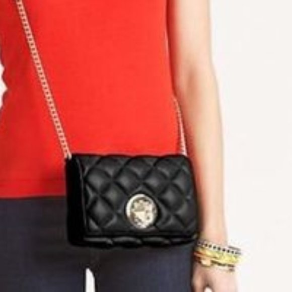 KATE SPADE Black Gold Coast DOVE Turnlock Chain Crossbody Shoulder Bag! - Picture 4 of 9